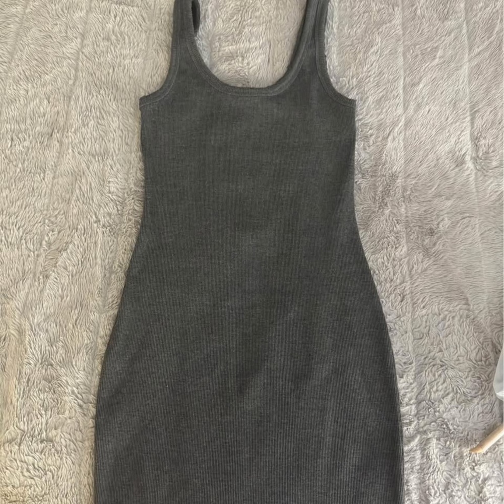 Fashion Nova Gray Ribbed Bodycon Mini Dress